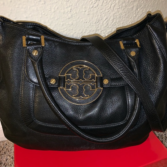 Tory Burch Classic Black Leather “Amanda” Hobo Bag - Picture 1 of 5